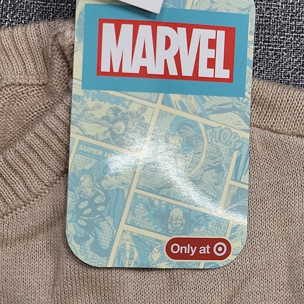 Kids Disney 100 Boys Girls Pullover Holiday Marvel Sweater Small Size Beige